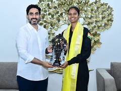 
      
      Andhra Minister Nara Lokesh congratulates Jahnavi Dangeti 
      
      