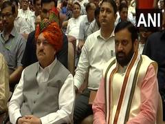 
      
      Leaders listen to PM Modi's Mann ki Baat program 
      
      
