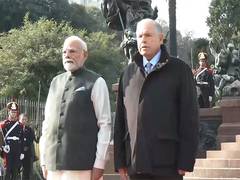 
      
      PM Modi pays tribute at San Martin Memorial in Buenos Aires
      
      