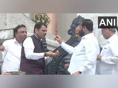 
      
      Maharashtra CM Fadnavis, DyCMs Shinde, Ajit Pawar celebrate...
      
      