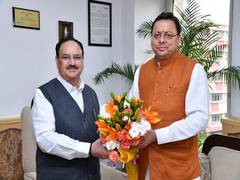 
      
      Delhi: Uttarakhand CM Pushkar Singh Dhami meets Union Health Mini
      
      