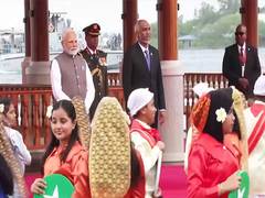 
      
      PM Modi accorded a ceremonial welcome at Republic Square
      
      