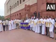 
      
      INDIA bloc MPs protest in Parliament premises over Bihar SIR
      
      