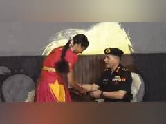 
      
      Bharat Raksha Parv: Women, children tie rakhis to COAS, soldiers
      
      