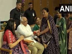
      
      Women tie 'rakhis' to Gujarat CM Bhupendra Patel 
      
      