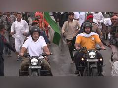 
      
      Rahul Gandhi, Tejashwi Yadav ride motorcycles in Bihar's Purnea
      
      
