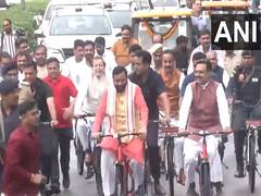 
      
      Haryana CM Saini, other leaders cycle to State Assembly
      
      