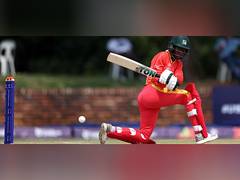 
      
      Kelis Ndhlovu of Zimbabwe suspended from bowling 
      
      