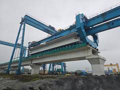 
      
      First full span box girder launched through launching gantry
      
      