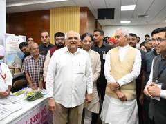 
      
      Gujarat: Gujarat CM Patel visits medical camp 
      
      
