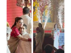 
      
      Rani, Kajol at Durga Puja festivities 
      
      