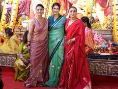 
      
      Twinkle Khanna shares smiles with Rani, Kajol at Dugra Puja
      
      