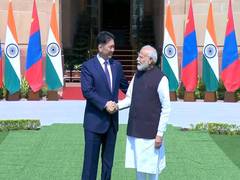 
      
      Prime Minister Narendra Modi meets Mongolian President Ukhnaa
      
      