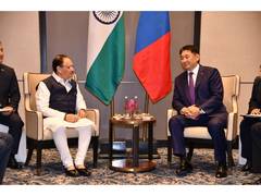 
      
      JP Nadda meets Mongolian President Ukhnaa
      
      