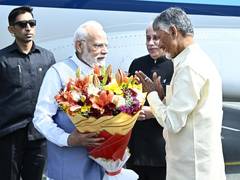 
      
      PM Modi arrives in Andhra Pradesh; CM Naidu welcomes him
      
      