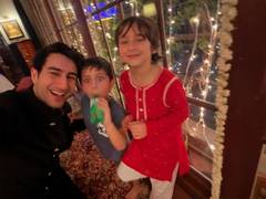 
      
      Ibrahim Ali Khan poses with 