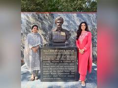 
      
      Nimrat Kaur visits father Major Bhupender Singh’s memorial
      
      