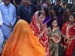 
      
      Delhi CM Rekha Gupta performs Chhath Puja rituals at Hathi Ghat
      
      