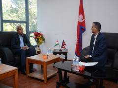 
      
      Indian Ambassador meets Nepal Home Minister, discusses March poll
      
      