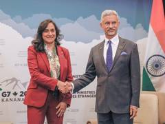 
      
      Jaishankar meets Canadian counterpart Anand at G7 meet
      
      