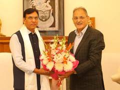
      
      Ladakh LG Kavinder Gupta meets Union Minister Mansukh Mandaviya
      
      