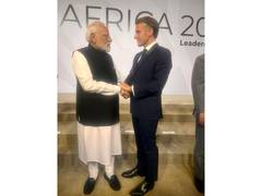 
      
      French President Macron after meeting PM Modi
      
      