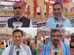 
      
      Devotees reach Shri Ram Janmabhoomi Temple ahead of flag hoisting
      
      