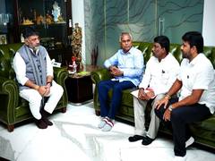 
      
      Karnataka Dy CM DK Shivakumar meets Congress MLAs
      
      