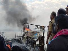 
      
      Fire destroys fishing boats in Kollam
      
      