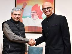 
      
      Ashwini Vaishnaw discusses AI, tech collab with Microsoft CEO
      
      