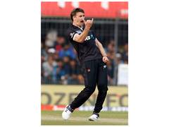 
      
      Kiwi seamer Blair Tickner stretchered off after shoulder injury
      
      