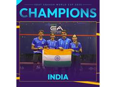 
      
      Amit Shah lauds Indian squash team on maiden World Cup win
      
      