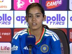 
      
      Vaishnavi Sharma after her debut for India against Sri Lanka
      
      