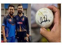 
      
      Vishal Jayswal gets signed match ball from Virat Kohli
      
      