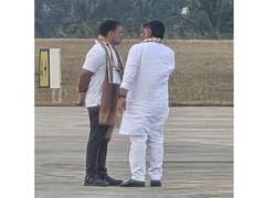 
      
      Karnataka: DK Shivakumar receives Rahul Gandhi at Mysuru Airport
      
      
