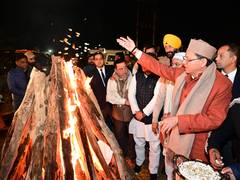 
      
      Pushkar Singh Dhami joins public Lohri celebrations
      
      