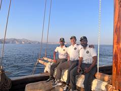 
      
      “We did it!!!”: Crew of stitched sailing vessel INSV ‘Kaundinya’
      
      