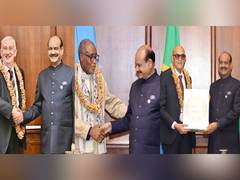 
      
      Om Birla meets Speakers of UK, Saint Lucia, Tanzania, Mauritius
      
      