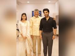 
      
      Chandrababu Naidu meets newlyweds Allu Sirish, Nayanika Reddy
      
      