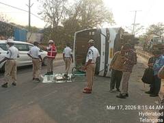 
      
      One injured after Bus overturns in Telangana's Medchal-Malkajgiri
      
      