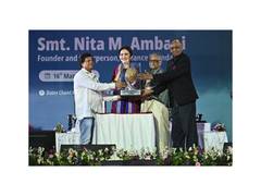 
      
      Smt. Nita M. Ambani Conferred KISS Humanitarian Award 2025
      
      
