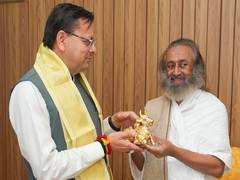 
      
      Uttarakhand CM visits spiritual leader Sri Sri Ravi Shankar
      
      
