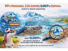 
      
      World Water Day: 97% Unusable, 2.5% Limited, 0.007% Critical
      
      