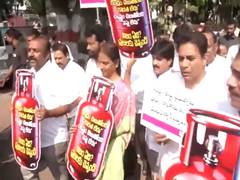 
      
      KT Rama Rao flags 