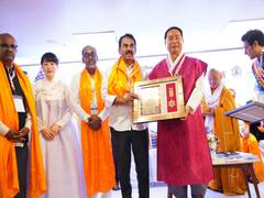 
      
      J Krishna Rao conferred with Contribution to World Peace
      
      