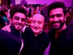 
    Anupam Kher shares selfie with Ranveer Singh, Vicky Kaushal
    