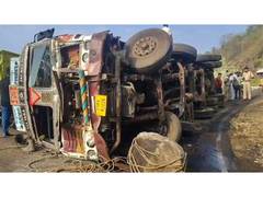 
      
      Rice-laden lorry overturns on Andhra–Odisha ghat road
      
      