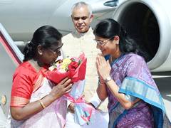 
      
      Prez Murmu arrives in Rajkot, received by Governor, MoS Patel
      
      