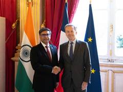 
      
      India-France review cooperation on economic security during talks
      
      