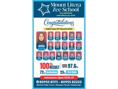 
      
      Mount Litera Zee School, Kalaburagi Achieves 100 Percent Result
      
      